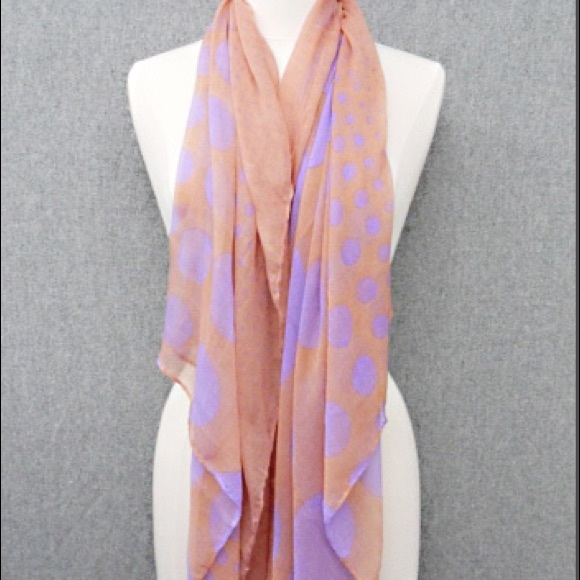 Gorgeous Peach Polka Scarf  or Sarong - Picture 2 of 3